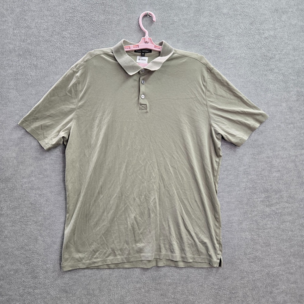 Robert Barakett Men Polo 2XL Beige Short Sleeve Pima Cotton Collar READ